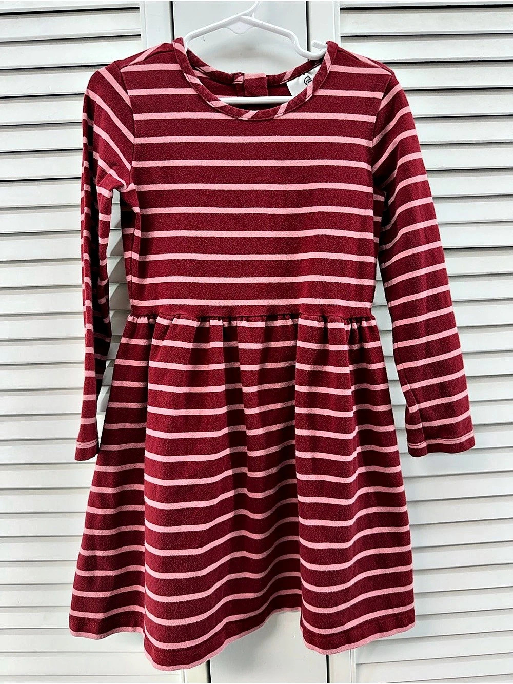 Hanna Andersson size 5 110 Striped Long Sleeve Dress in Red & Pink